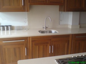 Quartz worktops are a mixture of crushed stone and acrylic resin